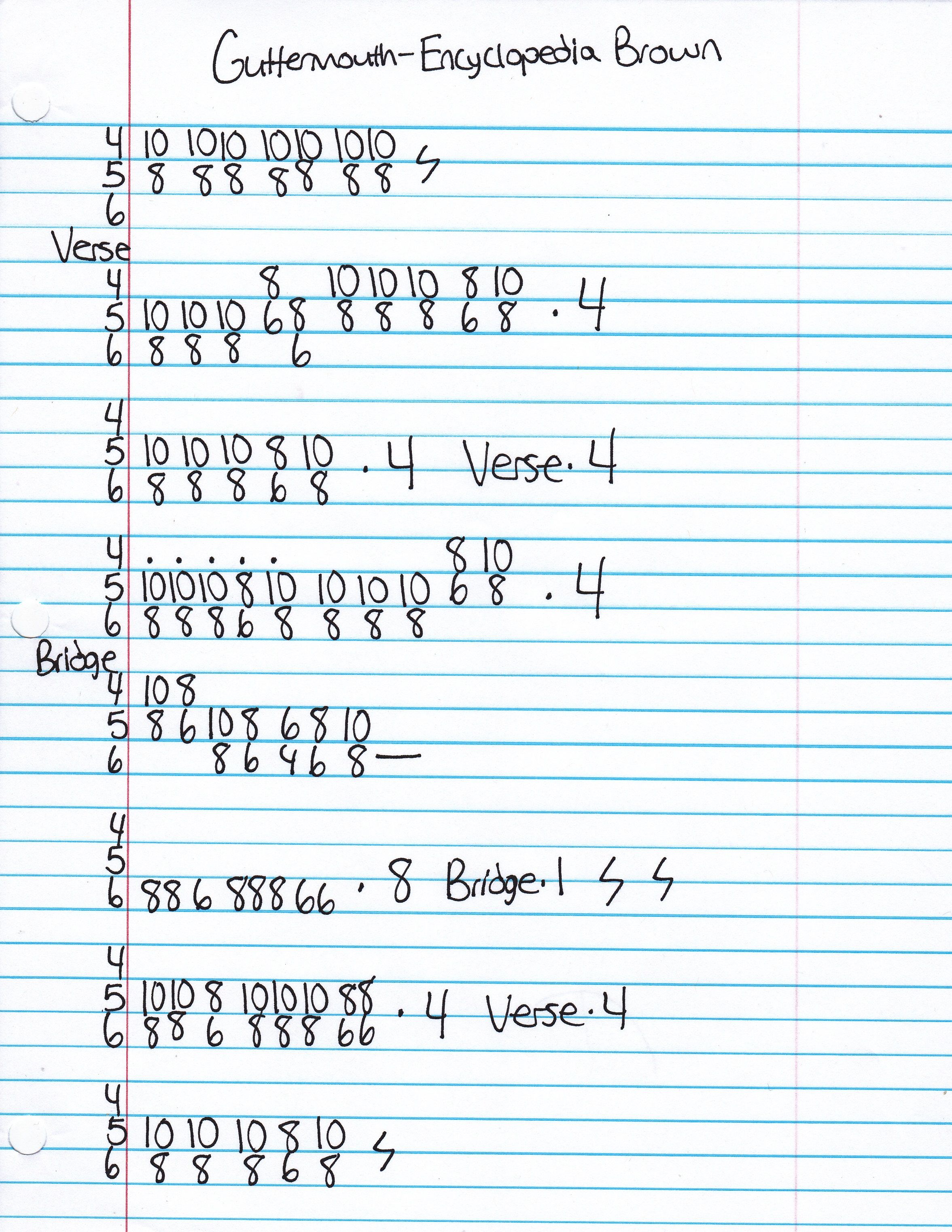 High quality guitar tab for Encyclopedia Brown by Guttermouth off of the album Gorgeous. ***Complete and accurate guitar tab!***